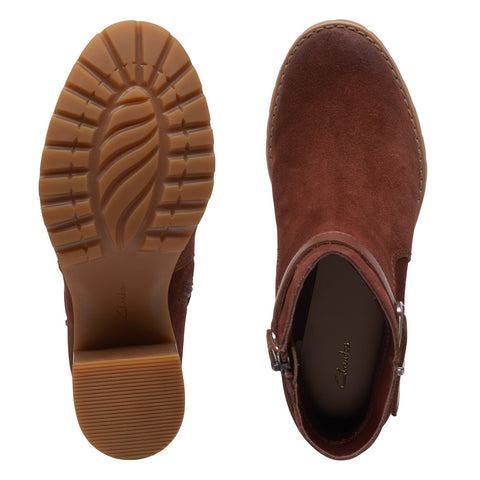 Clarks Clarkwell Hall 26167718 Womens Brown Suede Ankle & Booties Boots