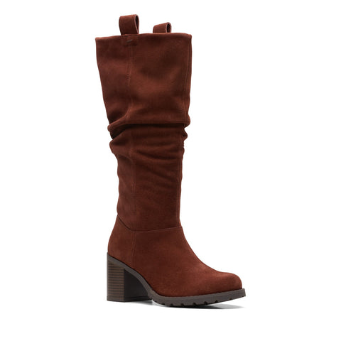 Clarks Clark Well Rise 26167722 Womens Brown Suede Casual Dress Boots