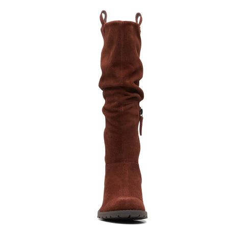 Clarks Clark Well Rise 26167722 Womens Brown Suede Casual Dress Boots