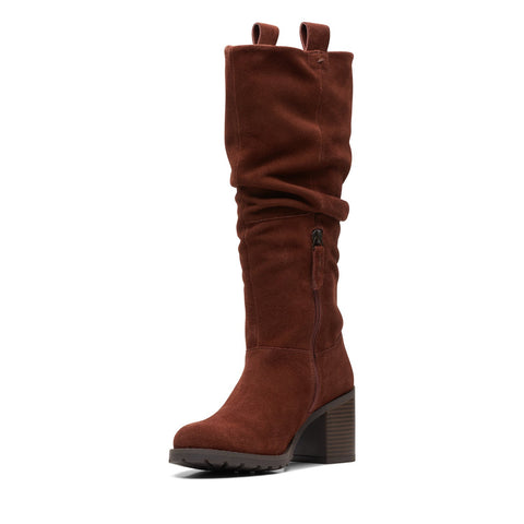 Clarks Clark Well Rise 26167722 Womens Brown Suede Casual Dress Boots