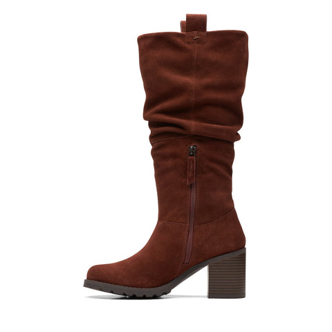 Clarks Clark Well Rise 26167722 Womens Brown Suede Casual Dress Boots