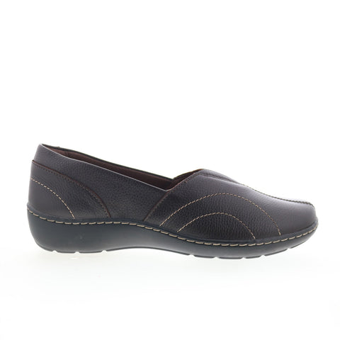 Clarks Cora Meadow 26167756 Womens Brown Leather Slip On Loafer Flats Shoes