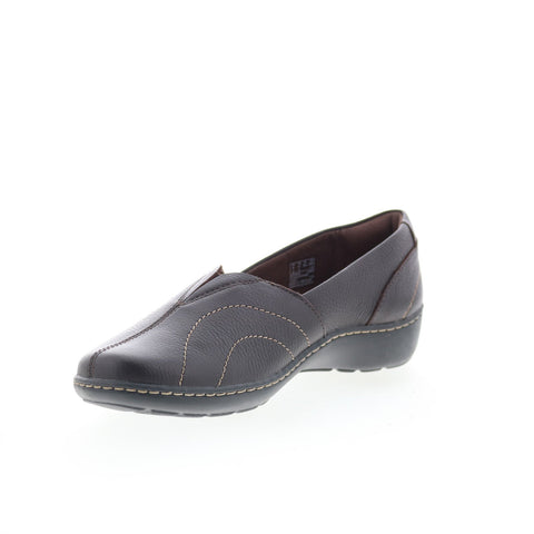 Clarks Cora Meadow 26167756 Womens Brown Leather Slip On Loafer Flats Shoes