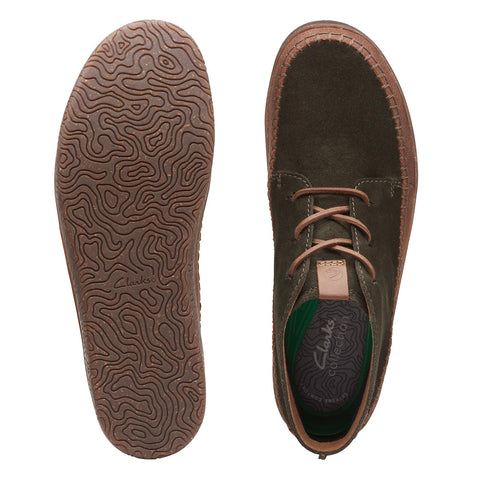 Clarks Hodson Mid 26167769 Mens Green Suede Lace Up Chukkas Boots