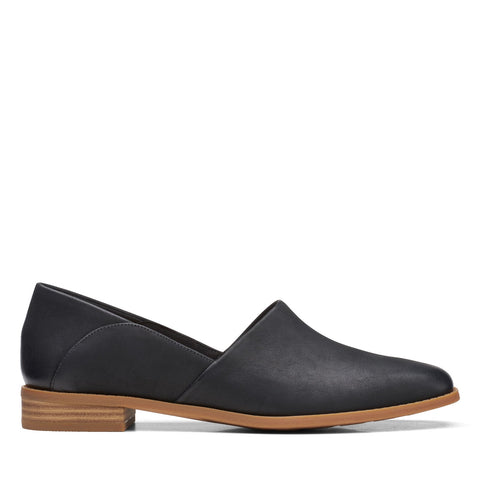Clarks Pure Belle 26167799 Womens Black Leather Slip On Loafer Flats Shoes