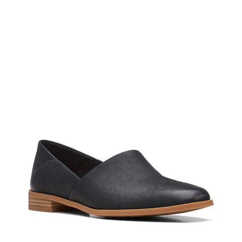 Clarks Pure Belle 26167799 Womens Black Leather Slip On Loafer Flats Shoes