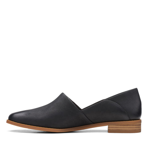 Clarks Pure Belle 26167799 Womens Black Leather Slip On Loafer Flats Shoes