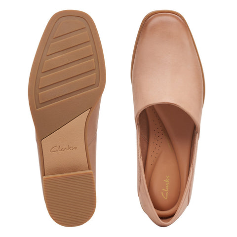Clarks Pure Belle 26167801 Womens Brown Leather Slip On Loafer Flats Shoes