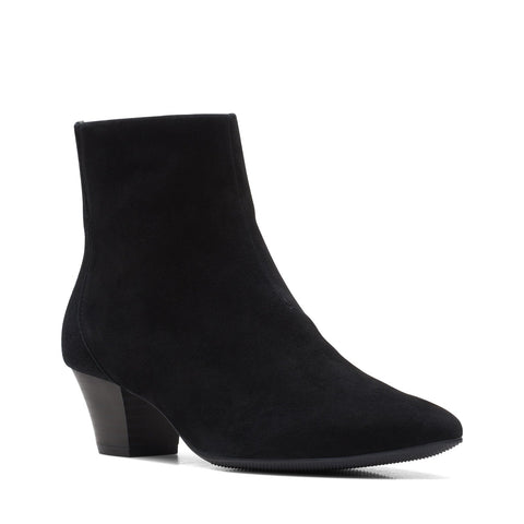 Clarks Teresa Boot 26167908 Womens Black Suede Zipper Ankle & Booties Boots