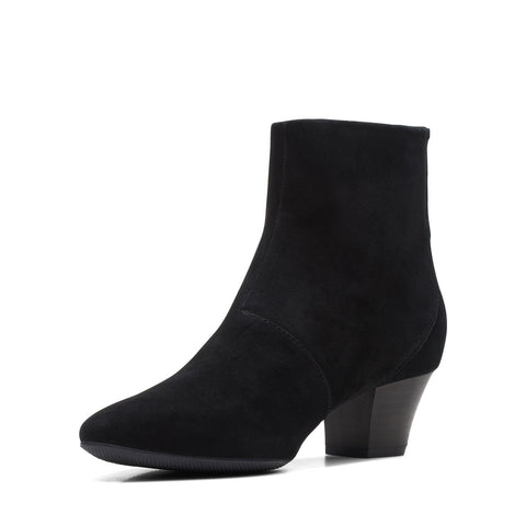 Clarks Teresa Boot 26167908 Womens Black Suede Zipper Ankle & Booties Boots