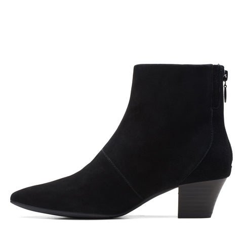 Clarks Teresa Boot 26167908 Womens Black Suede Zipper Ankle & Booties Boots