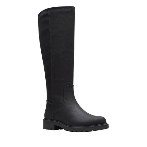 Clarks Opal Glow 26167910 Womens Black Leather Zipper Knee High Boots