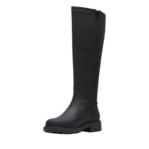 Clarks Opal Glow 26167910 Womens Black Leather Zipper Knee High Boots