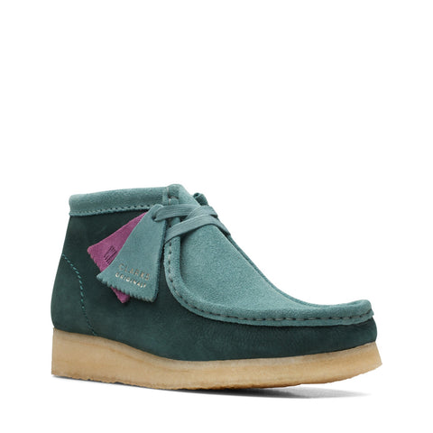 Clarks Wallabee Boot 26167942 Womens Green Leather Lace Up Chukkas Boots