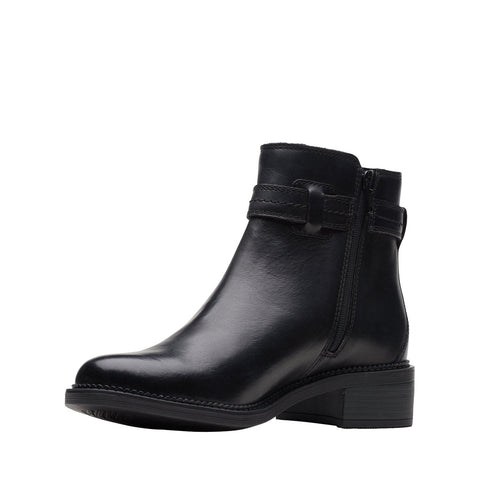 Clarks Maye Ease 26167951 Womens Black Leather Zipper Casual Dress Boots