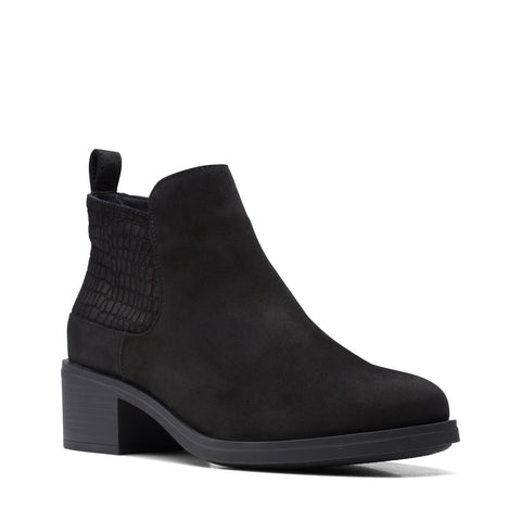 Clarks Memi Zip 26168009 Womens Black Leather Zipper Ankle & Booties Boots