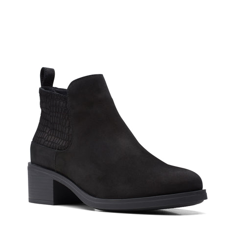 Clarks Memi Zip 26168009 Womens Black Wide Leather Ankle & Booties Boots