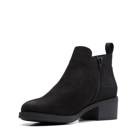 Clarks Memi Zip 26168009 Womens Black Leather Zipper Ankle & Booties Boots