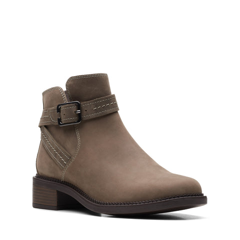 Clarks Maye Strap 26168052 Womens Gray Leather Zipper Ankle & Booties Boots