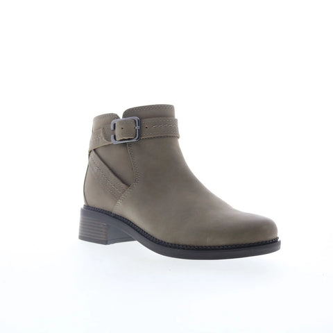 Clarks Maye Strap 26168052 Womens Gray Leather Zipper Ankle & Booties Boots