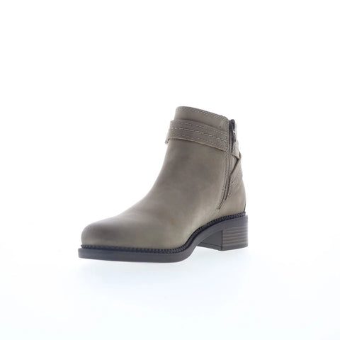 Clarks Maye Strap 26168052 Womens Gray Leather Zipper Ankle & Booties Boots