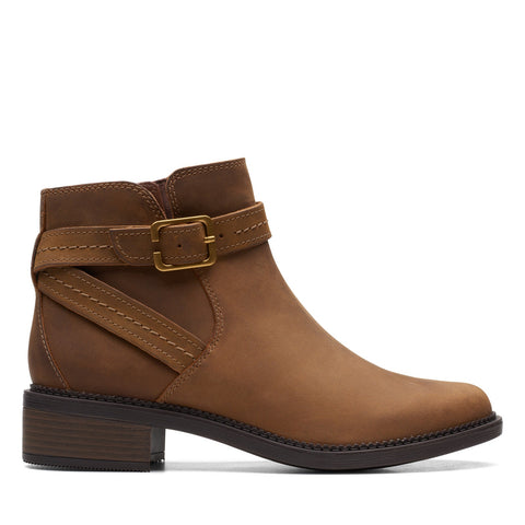 Clarks Maye Strap 26168079 Womens Brown Leather Ankle & Booties Boots