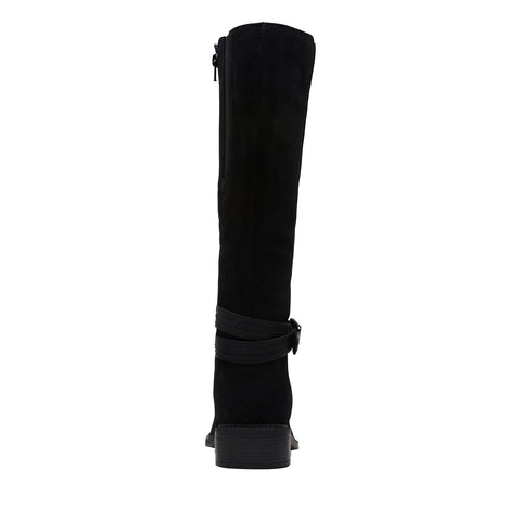 Clarks Maye Shine 26168092 Womens Black Suede Zipper Knee High Boots