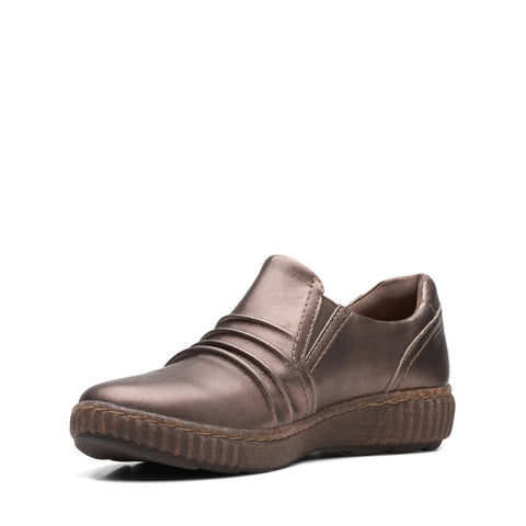 Clarks Magnolia Faye 26168439 Womens Brown Wide Leather Loafer Flats Shoes
