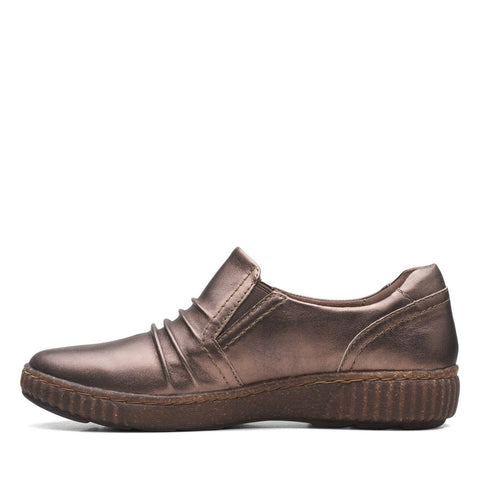 Clarks Magnolia Faye 26168439 Womens Brown Wide Leather Loafer Flats Shoes
