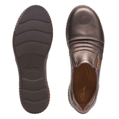 Clarks Magnolia Faye 26168439 Womens Brown Leather Loafer Flats Shoes