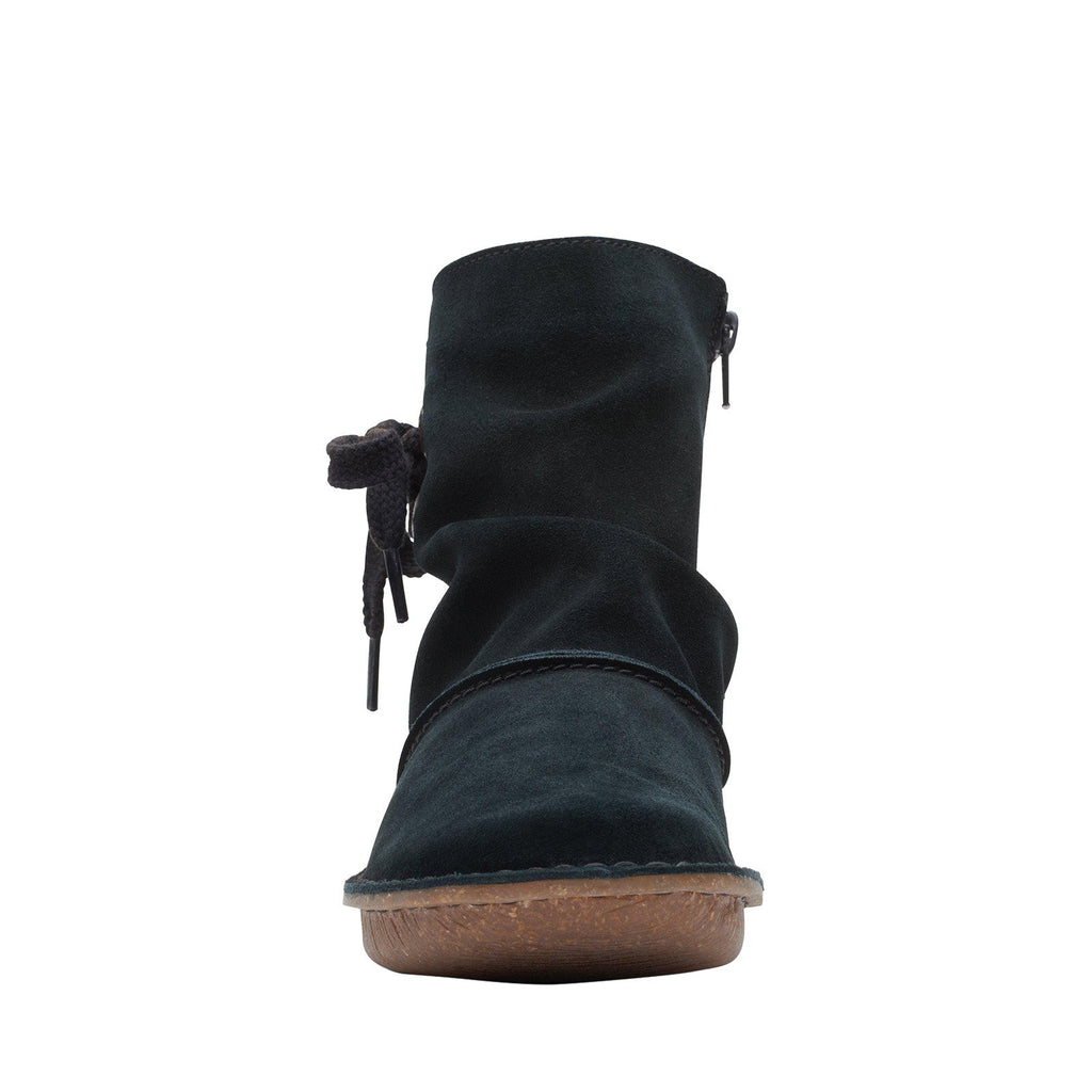 Clarks Funny Oak 26168555 Womens Black Suede Zipper Casual Dress Boots