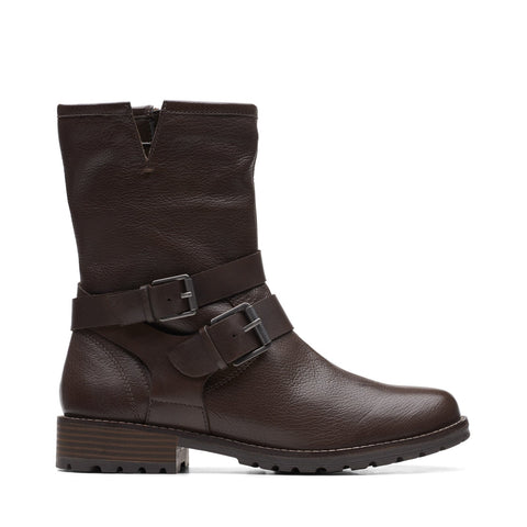 Clarks Clarkwell Mid 26168563 Womens Brown Leather Zipper Casual Dress Boots
