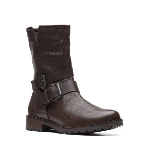 Clarks Clarkwell Mid 26168563 Womens Brown Leather Zipper Casual Dress Boots