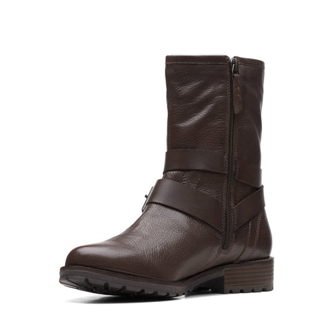 Clarks Clarkwell Mid 26168563 Womens Brown Leather Zipper Casual Dress Boots