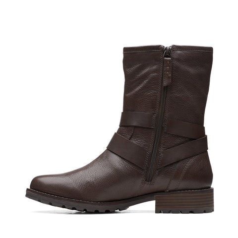 Clarks Clarkwell Mid 26168563 Womens Brown Leather Zipper Casual Dress Boots