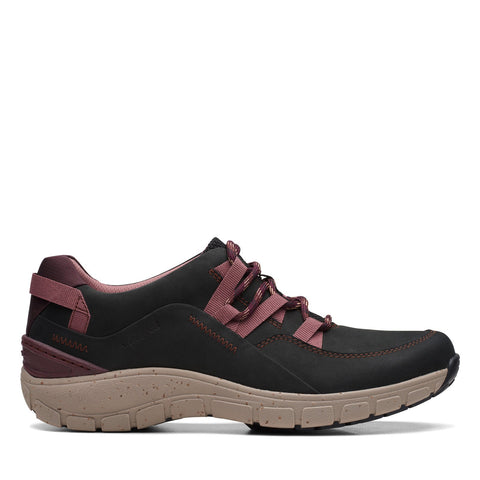 Clarks Wave Range AP 26168583 Womens Black Leather Lifestyle Sneakers Shoes