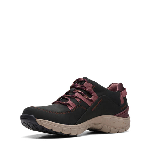 Clarks Wave Range AP 26168583 Womens Black Leather Lifestyle Sneakers Shoes