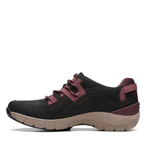Clarks Wave Range AP 26168583 Womens Black Leather Lifestyle Sneakers Shoes