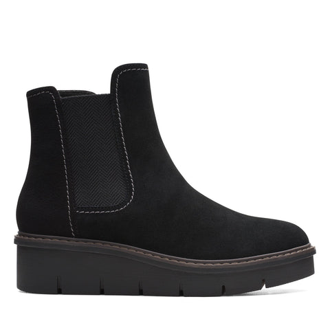 Clarks Airabell Move 26168588 Womens Black Suede Zipper Casual Dress Boots