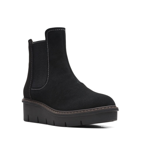 Clarks Airabell Move 26168588 Womens Black Suede Zipper Casual Dress Boots