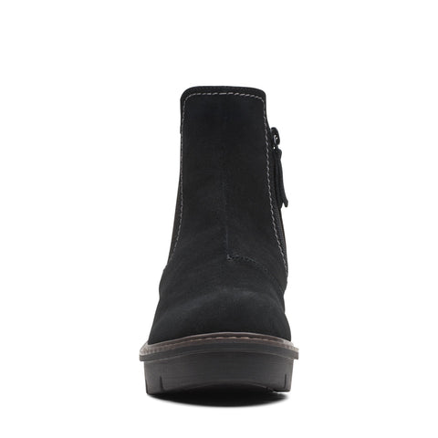Clarks Airabell Move 26168588 Womens Black Suede Zipper Casual Dress Boots