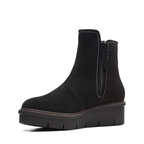 Clarks Airabell Move 26168588 Womens Black Suede Zipper Casual Dress Boots