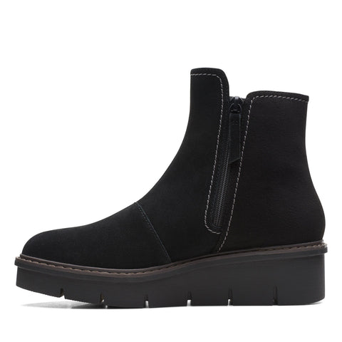 Clarks Airabell Move 26168588 Womens Black Suede Zipper Casual Dress Boots