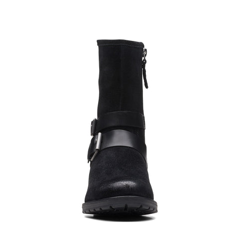 Clarks Clarkwell Mid 26168590 Womens Black Suede Zipper Casual Dress Boots