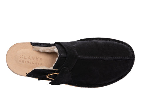 Clarks Trek Mule 26168618 Mens Black Suede Loafers & Slip Ons Casual Shoes