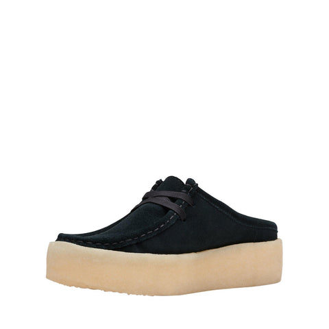 Clarks Wallabee Cup LO 26168643 Womens Black Suede Mules Slippers Shoes