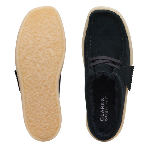 Clarks Wallabee Cup LO 26168643 Womens Black Suede Mules Slippers Shoes
