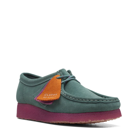 Clarks Wallabee 26168644 Womens Green Leather Oxfords & Lace Ups Casual Shoes