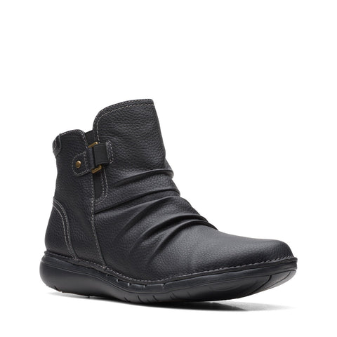 Clarks Un Loop Top 26168673 Womens Black Leather Ankle & Booties Boots