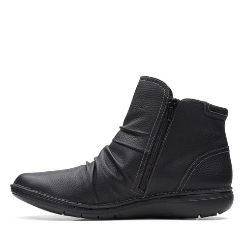 Clarks Un Loop Top 26168673 Womens Black Wide Leather Ankle & Booties Boots